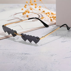 Y2K Heart Sunglasses Rimless Glasses Beach Prom Club UV400