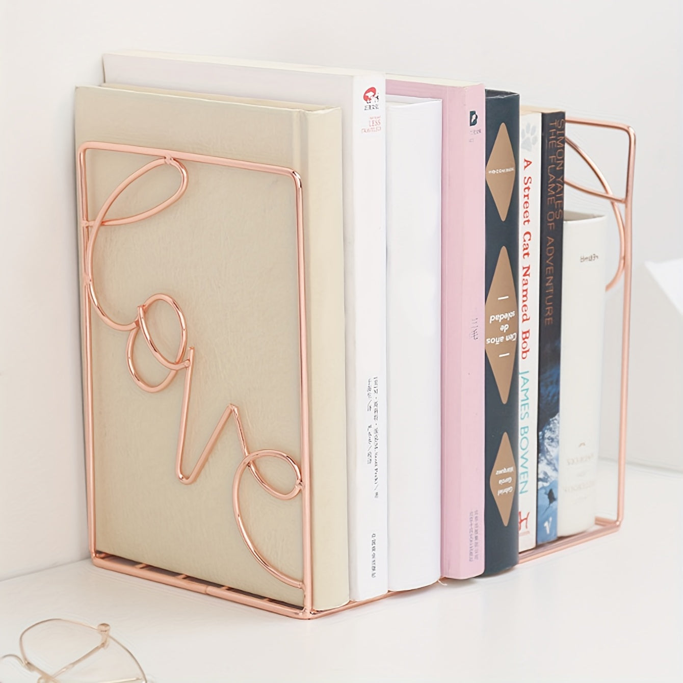 Rose Golden Love Shaped Book Stand Book Organizer