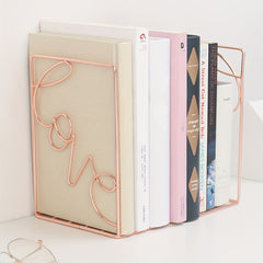 Rose Golden Love Shaped Book Stand Book Organizer
