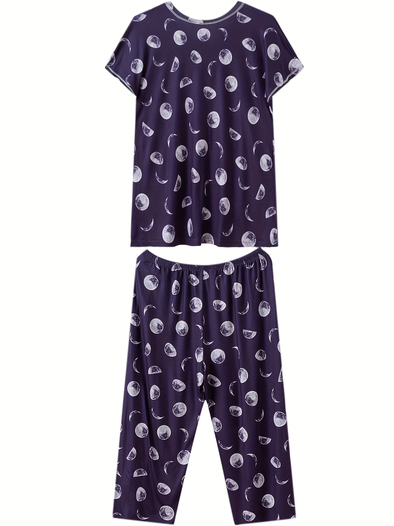 Floral Print Pajama Set Short Sleeve Crew Neck Top & Crop Pants