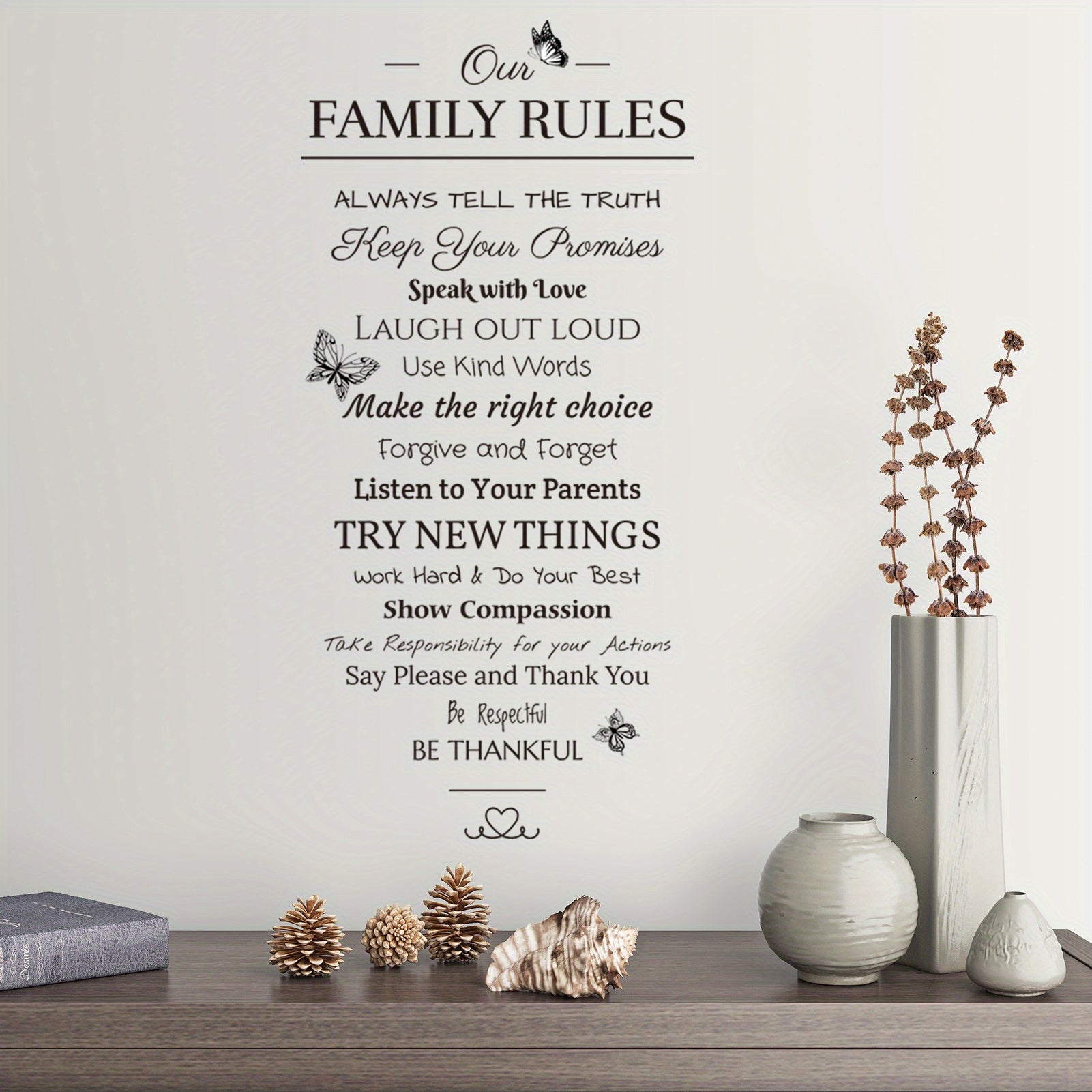 Family Rules Decorative Pattern Wall Stickers