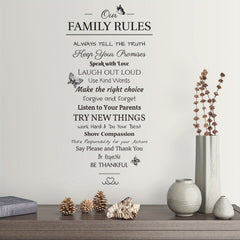 Family Rules Decorative Pattern Wall Stickers