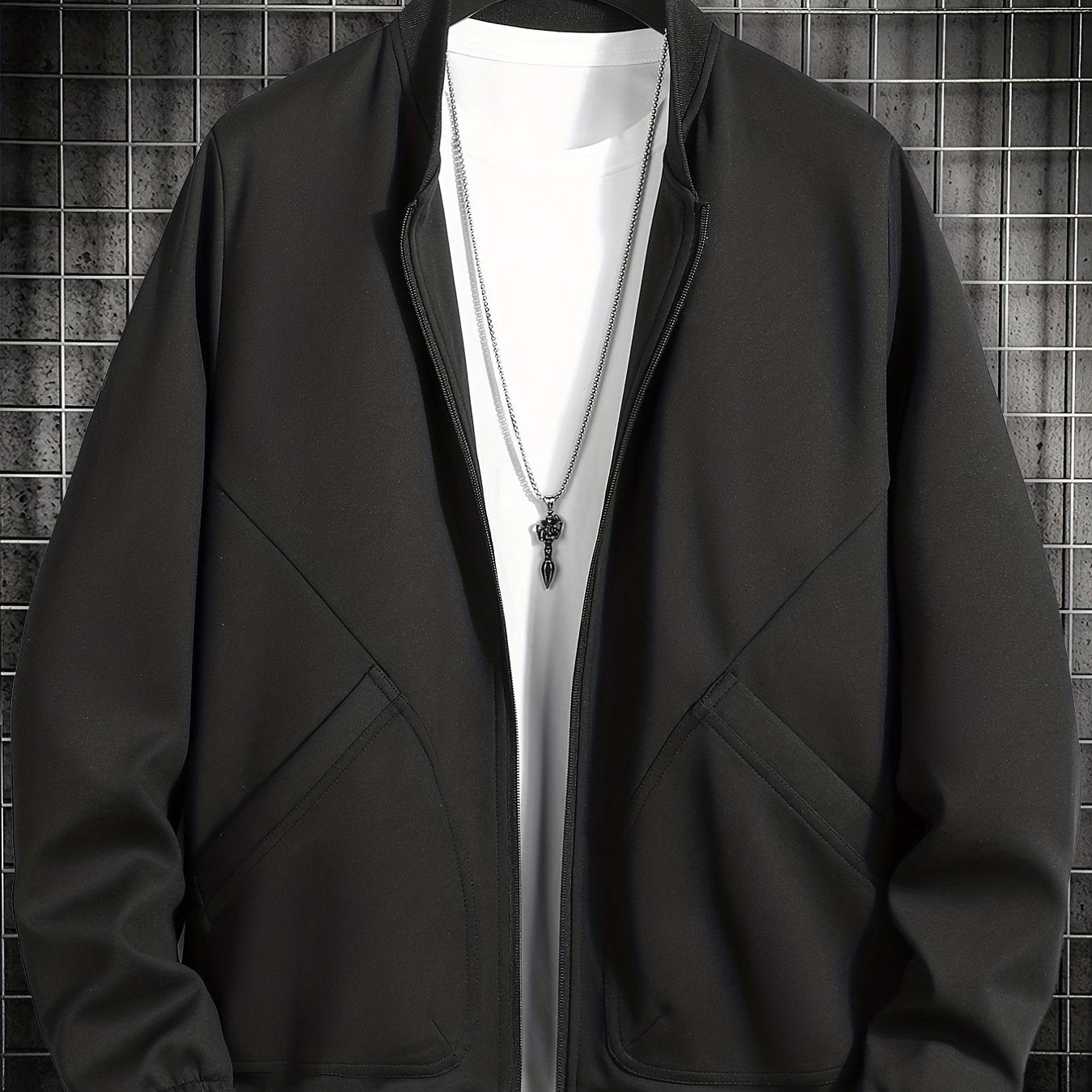 Men's Solid Sport Baseball Jacket Casual Coat Spring Autumn