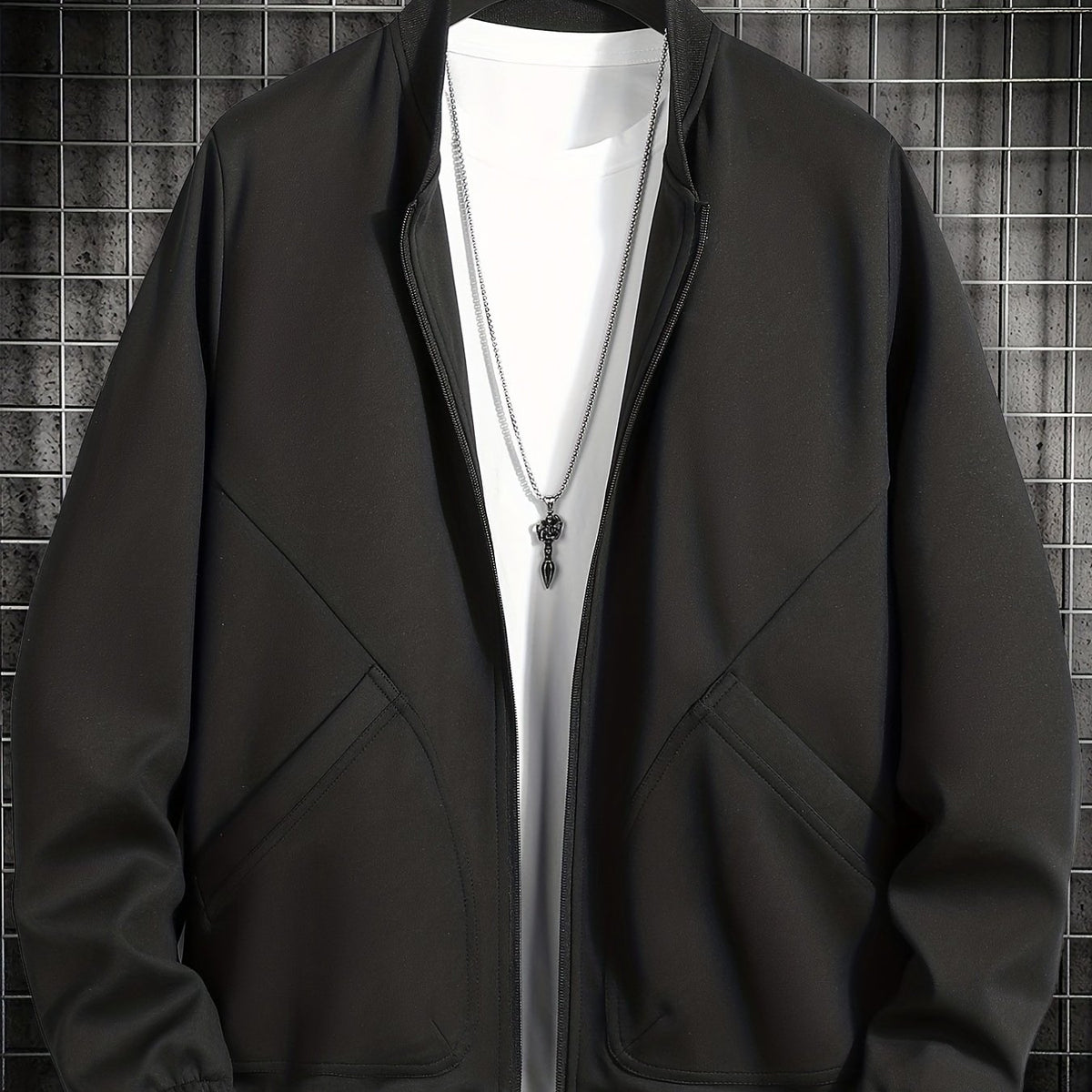 Men's Solid Sport Baseball Jacket Casual Coat Spring Autumn