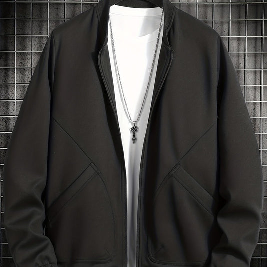Men's Solid Sport Baseball Jacket Casual Coat Spring Autumn