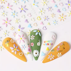 5D Embossed Flower Nail Art Stickers Self Adhesive Sunflower Dasiy Nail Art