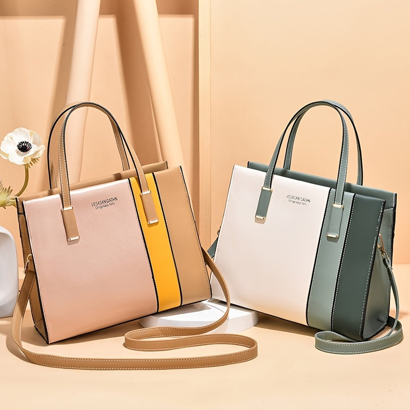 Colorblock Handbag Crossbody Bag Top Handle Purses