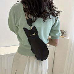 Cat Shaped Chest Bag Crossbody Bag With Wide Strap