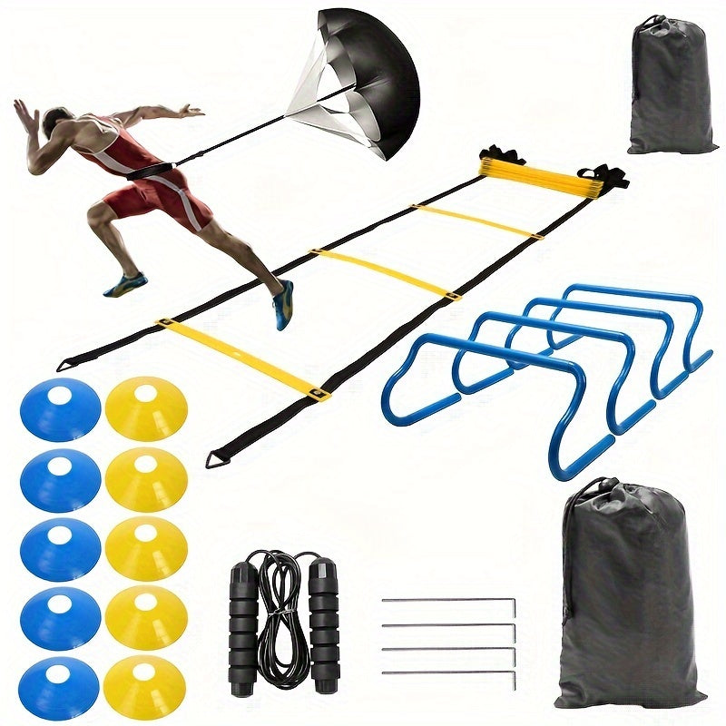 Adjustable Rung Speed Ladder with Cones & Parachute Set