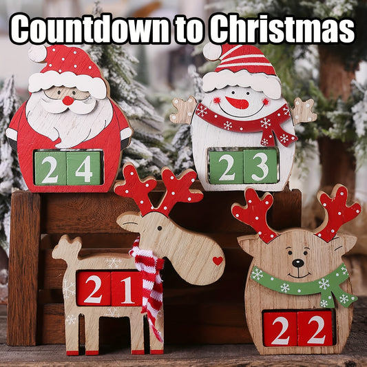 Christmas Countdown Calendar Ornament Wooden Date Display Decorations