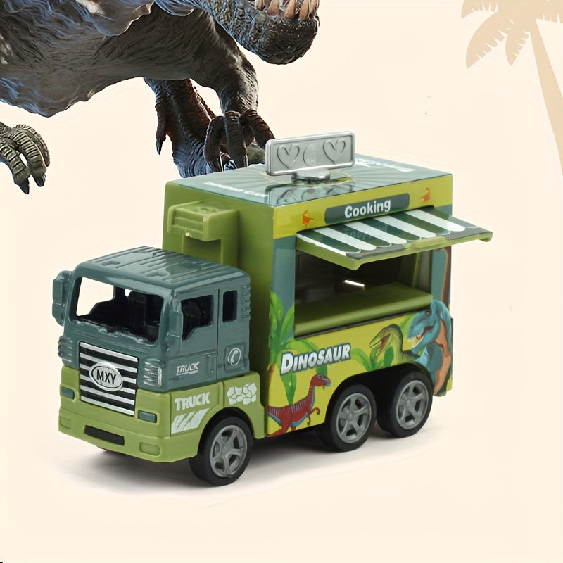1pc Alloy Car Model Cartoon Cake Fast Food Car Dinosaur Pattern