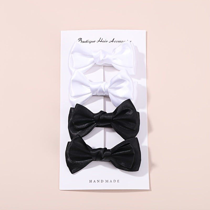 4pcs Handcraft Plain Bow Hair Clip Hair Accessories for Girls Baby Kids