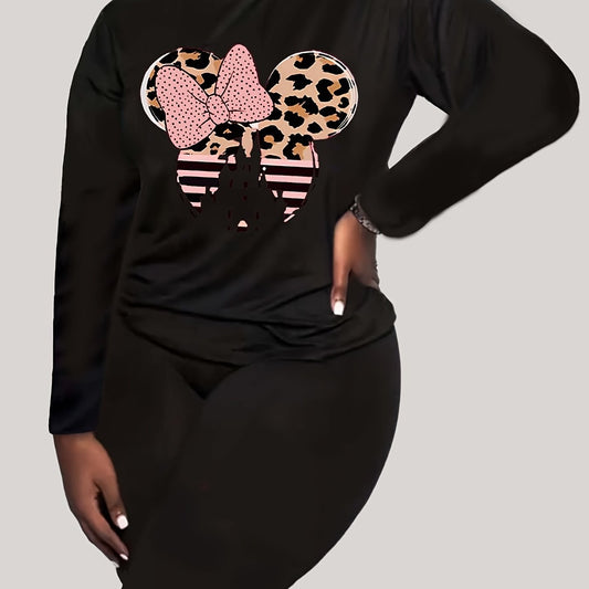 Women's Plus Size Graphic Print Top & Leggings Outfits Set