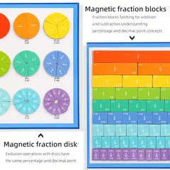 Children's Magnetic Fractions Learning Math Toy Wooden Fraction Book Set