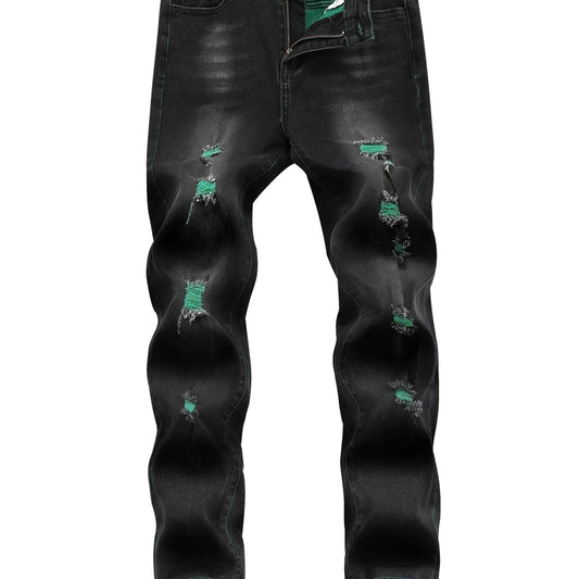 Boys Ripped Jeans Slim Fit Washed Denim Pants