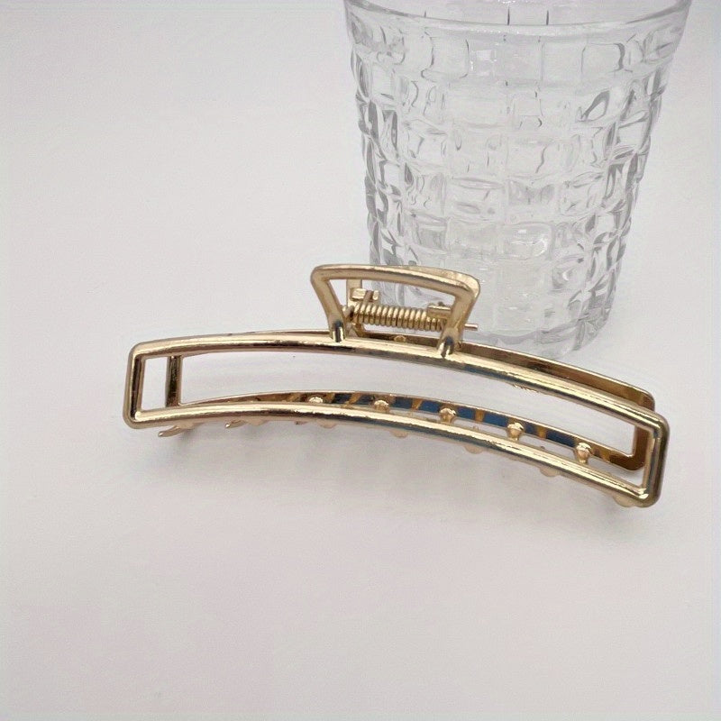 Alloy Large Hair Claw Metal Texture Hollowed Rectangular Hair Claw