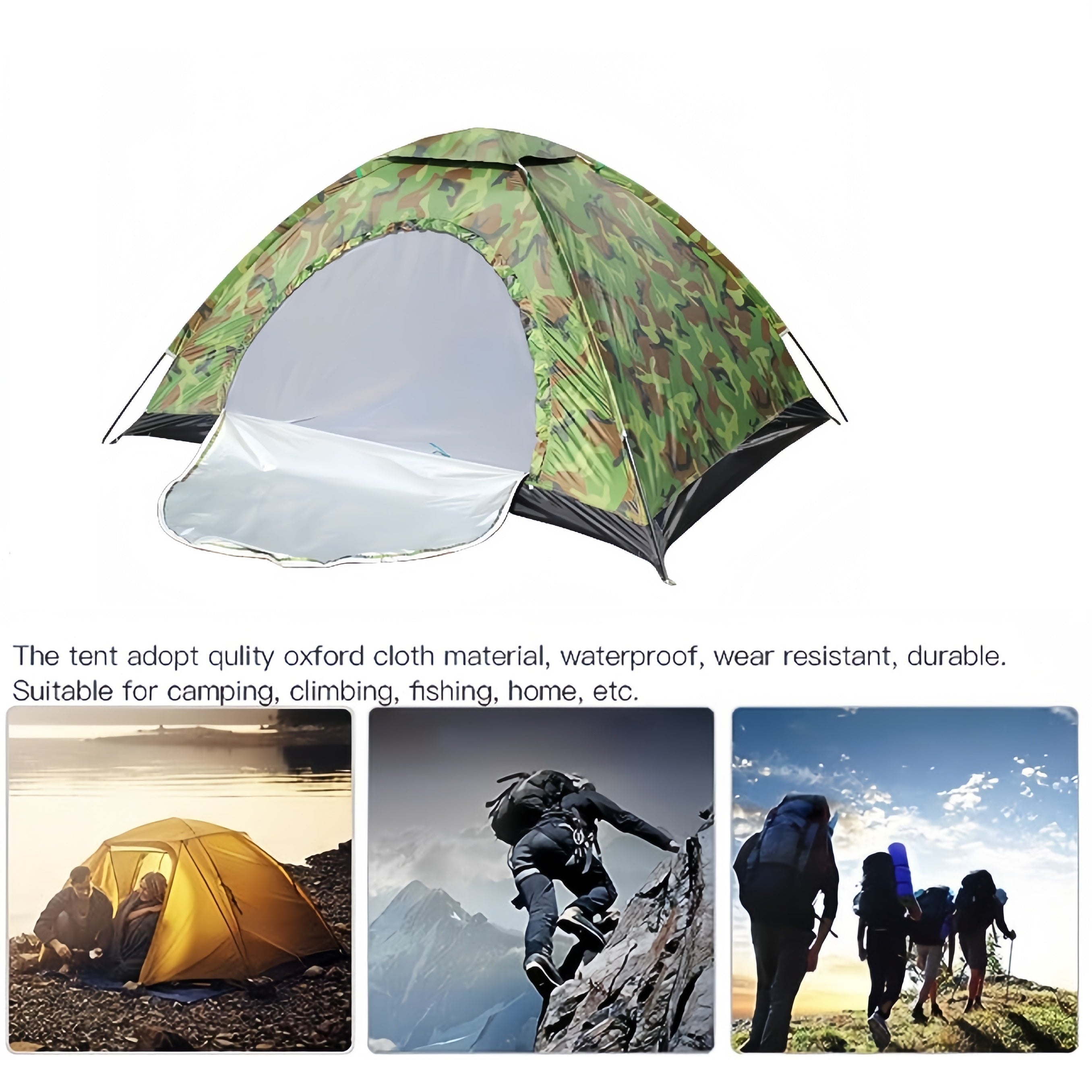 Camouflage Tent For 2 People Outdoor Camping Hiking