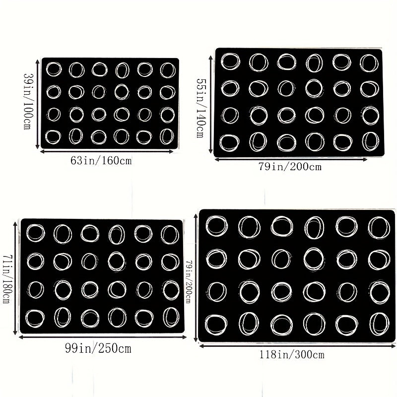 Black Wool Children's Area Rug for Kids Room Circle Seating Decor