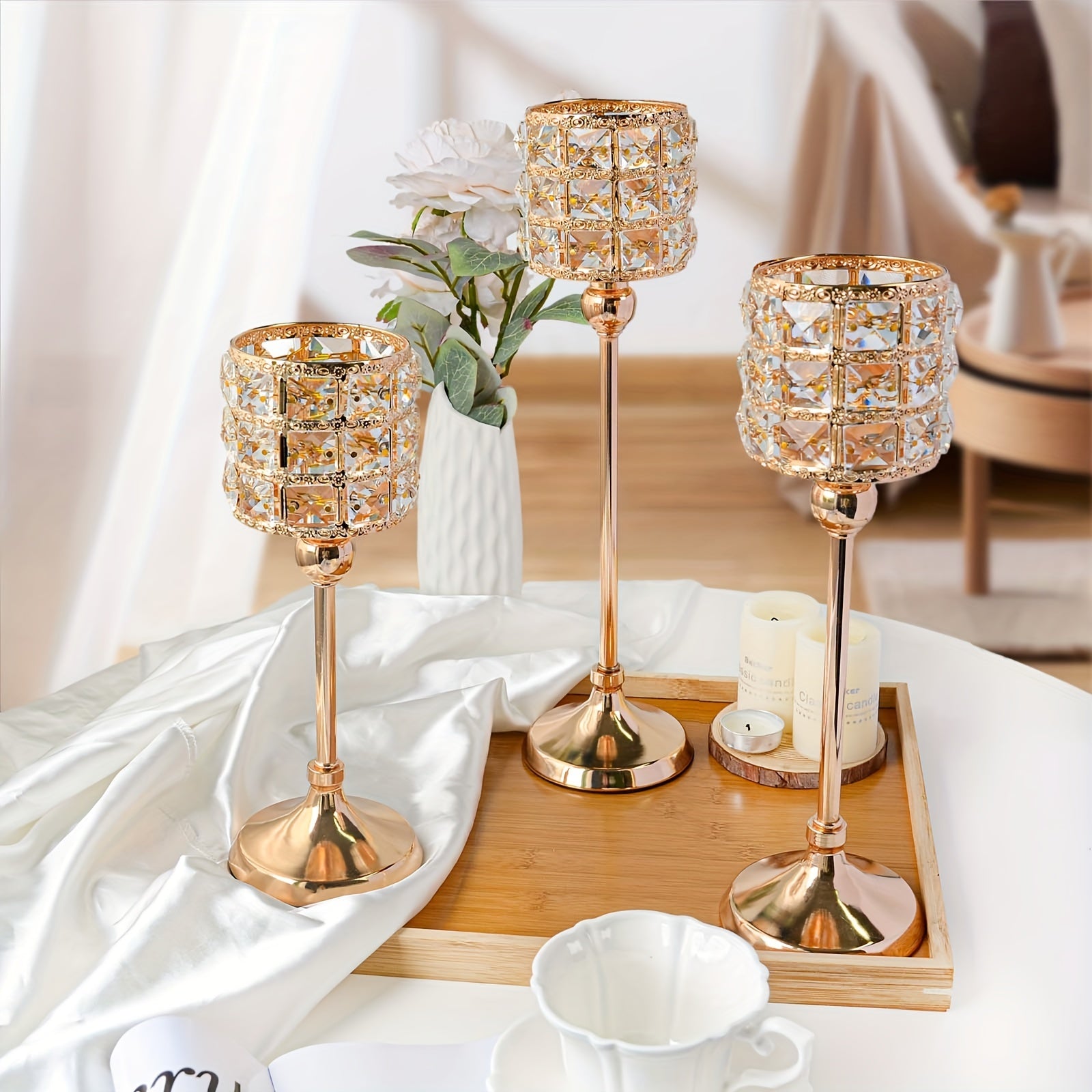 Crystal Candle Holders for Table Centerpieces, Home Decor, Wedding Party