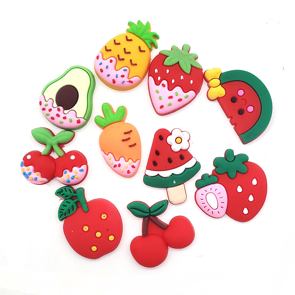 10pcs PVC Fruit Pattern Pendant For Clogs