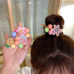 Colorful Cartoon Flowers Girls Hair Tie Elastic Hair Bands Ponytail Holder