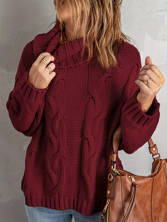  Women's Cable Knit Turtleneck Sweater