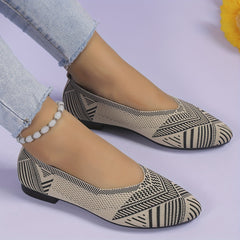 Women's Knit Slip On Comfort Flats Soft Sole Casual Walking Shoes