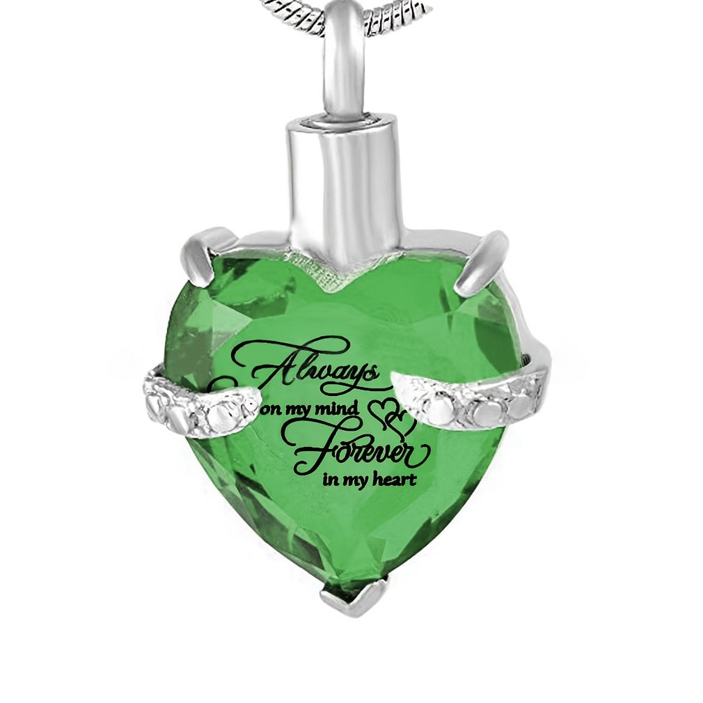 Heart Cremation Urn Necklace For Ashes - Memorial Pendant With Fill Kit