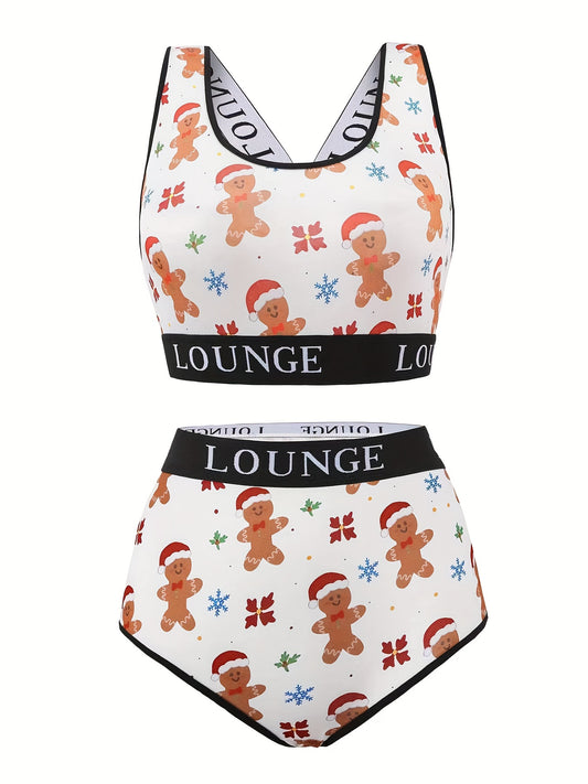  Snowflake & Gingerbread Man Bra & Panty Set