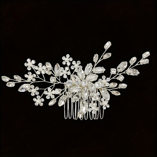 Crystal Faux Pearl Beads Hair Comb Head Jewelry Hair Accessories