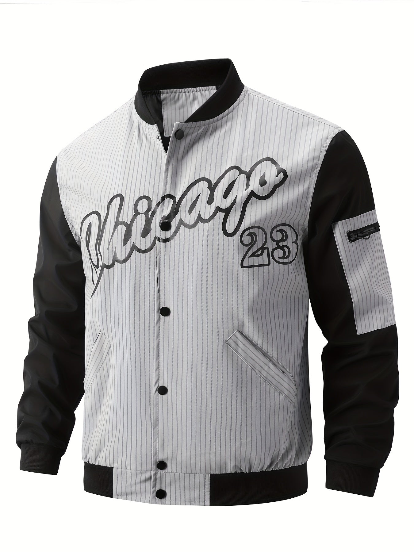 Preppy Style Block Letter Print Jacket Men's Baseball Collar Coat