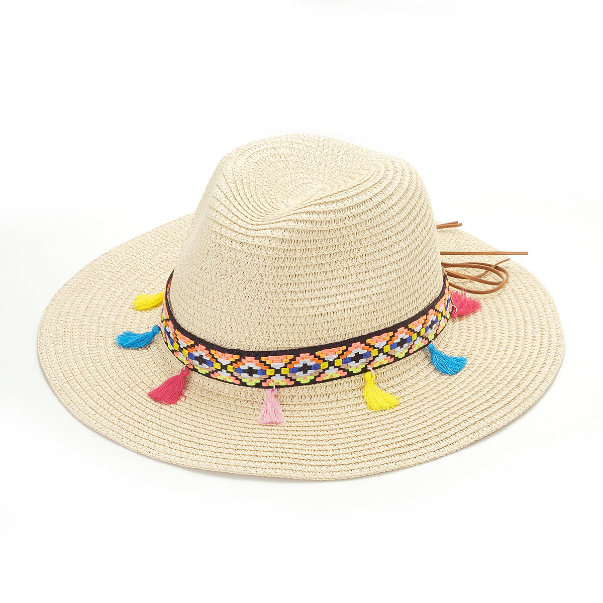 Vintage Spanish Straw Hat Tassel Rope Cowboy Hat Women