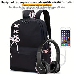 Large Capacity Canvas Travel Backpack with USB Charging Port