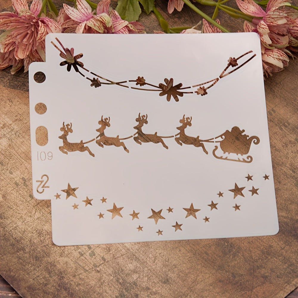 Christmas Snow House Reusable Stencil Drawing Templates DIY Layering Set