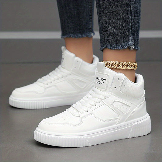 Women's High Top Lace Up Sneakers Round Toe Comfy Skate Shoes