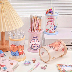 Creative Round Folding Pen Holder Small Fresh Stationery Storage Box