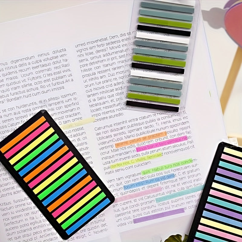 300 pc Transparent Sticky Notes Highlighter Strips Label PET Fine Index Fluoresc