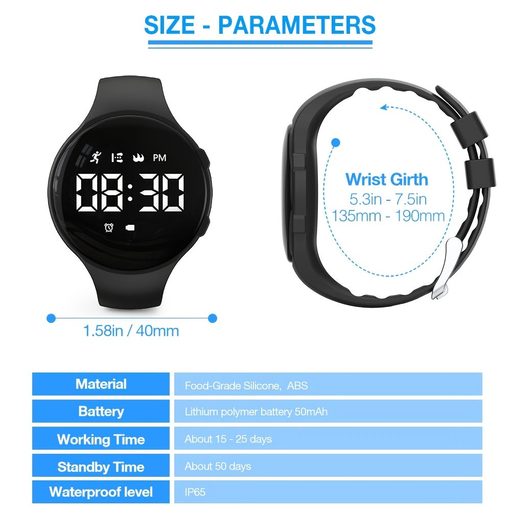 Kids Digital Pedometer Watch LED Fitness Tracker Alarm Stopwatch
