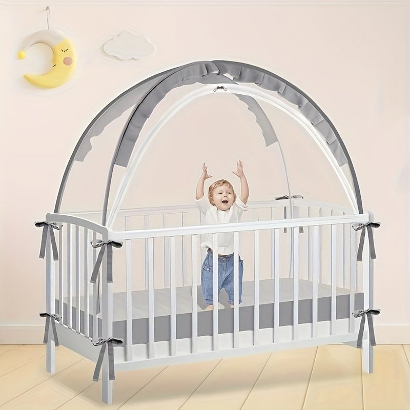 Pink Baby Crib Mosquito Net Tent Foldable Durable Alloy Frame