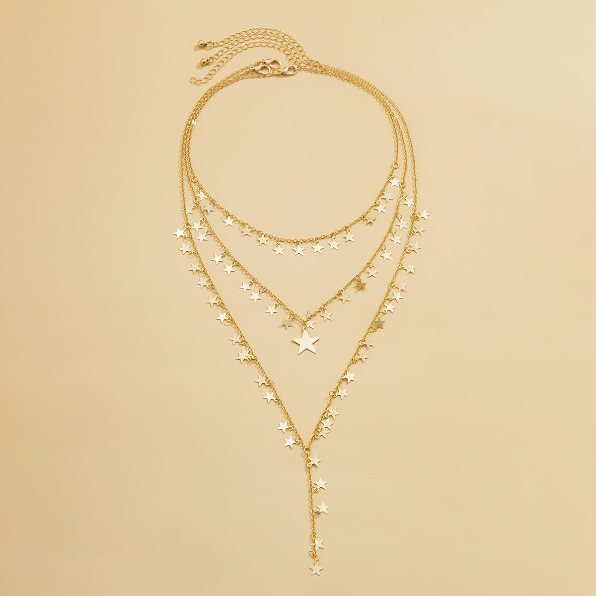 3pcs Vintage Pentagram Chain Tassel Pendant Necklace Set