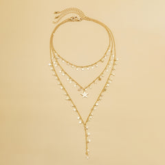 3pcs Vintage Pentagram Chain Tassel Pendant Necklace Set