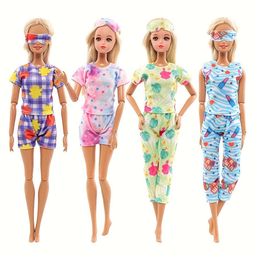 7pcs Doll Clothes & Shoes Pajamas Bathrobe Slippers Toy Gift