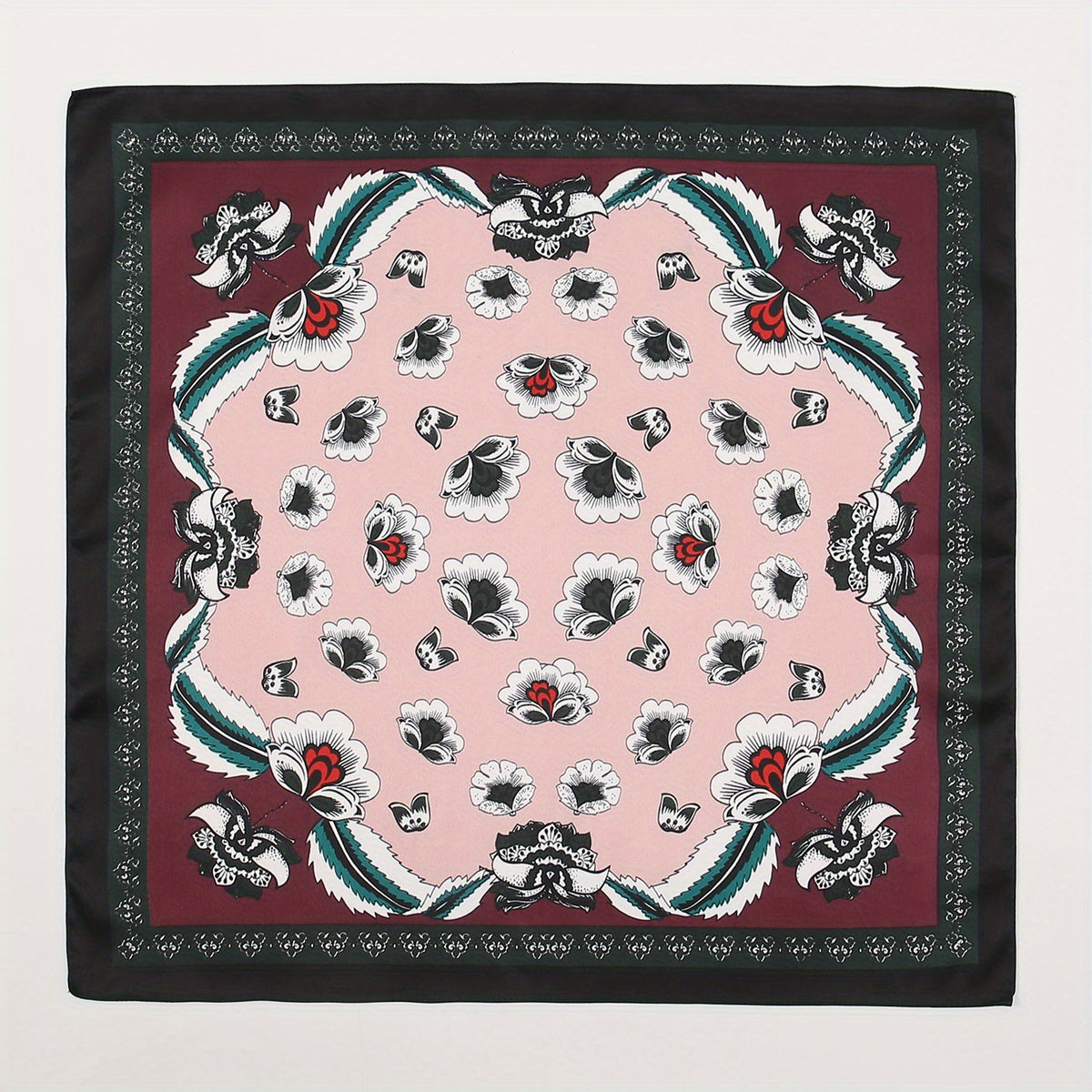 Boho Flower Print Square Scarf Vintage Bandana Women Casual Head Wrap