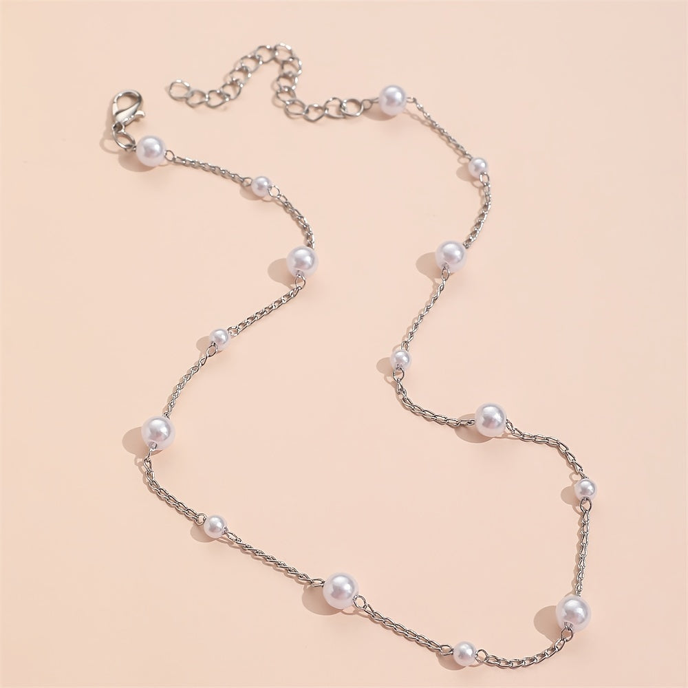 Pearl Chain Necklace Delicate Jewelry Party Decor For Women Girls Gift