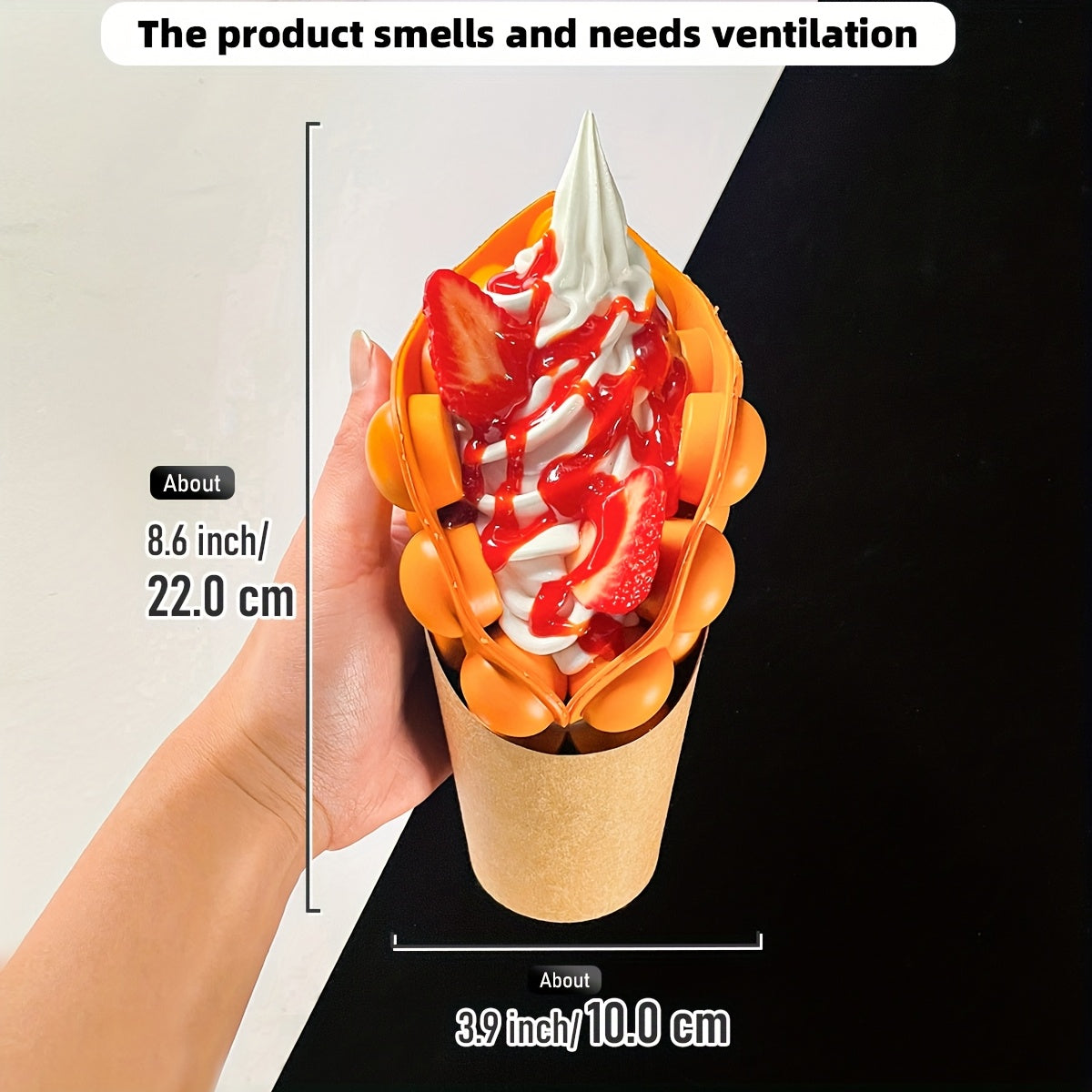 Realistic Egg Waffle Model Display Prop for Bakeries