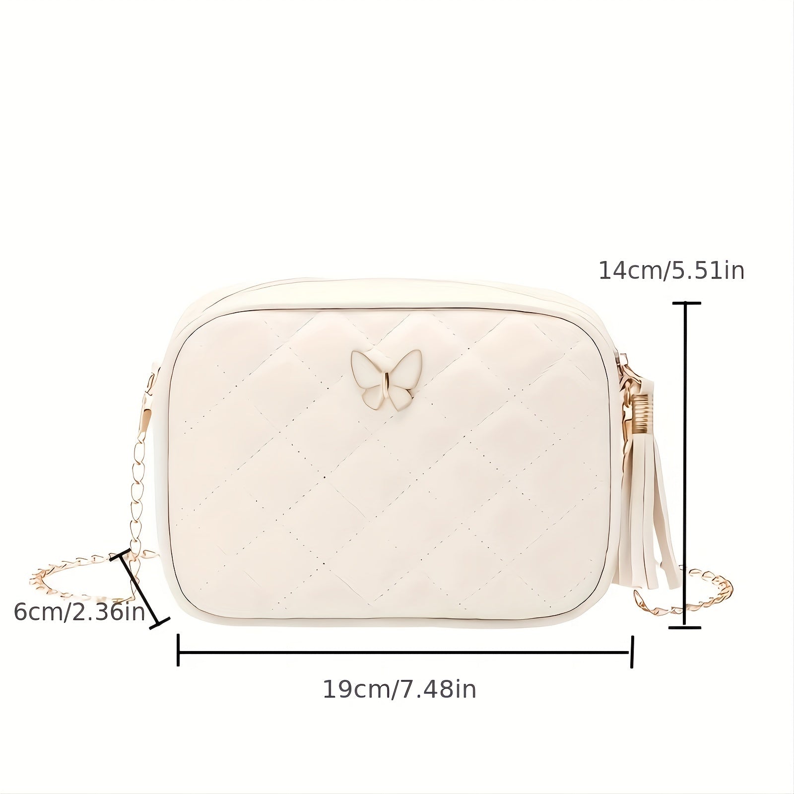 Argyle Quilted Crossbody Bag with Butterfly & Tassel