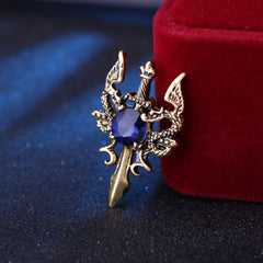 Men's Vintage Double Dragon Sword Suit Brooch
