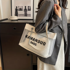 Large Shoulder Tote Bag with Transparent Jelly Design