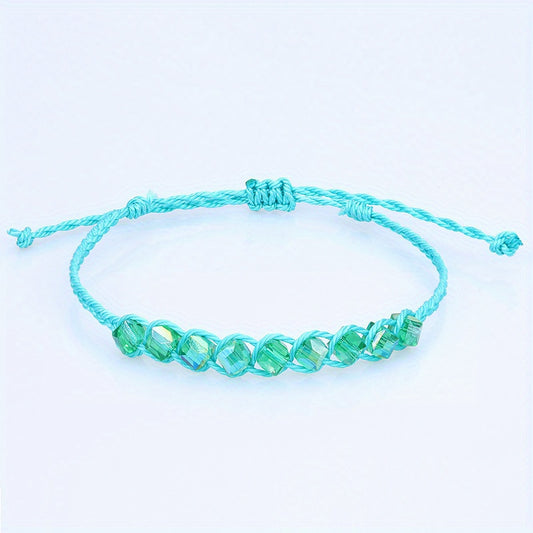 Crystal Charm Friendship Bracelet Hand Woven Rope for Friends