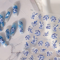 Purple Flower 5D Nail Stickers for Effortless Glamour